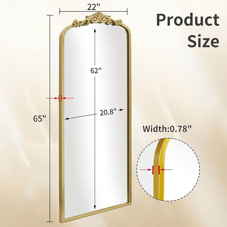鏡 AR MIRROR Amazon.com: AIXI HOME Arched Gold Antique Full Length Mirror
